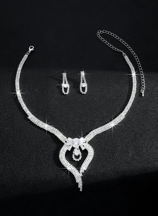 تايك تو طقم مجوهرات قطعتين عقد وأقراط مزين